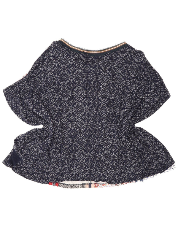 Desigual γυναικεία μπλούζα πόντσο τοπ UK 14 Large Navy Blue Patchwork Bohemian