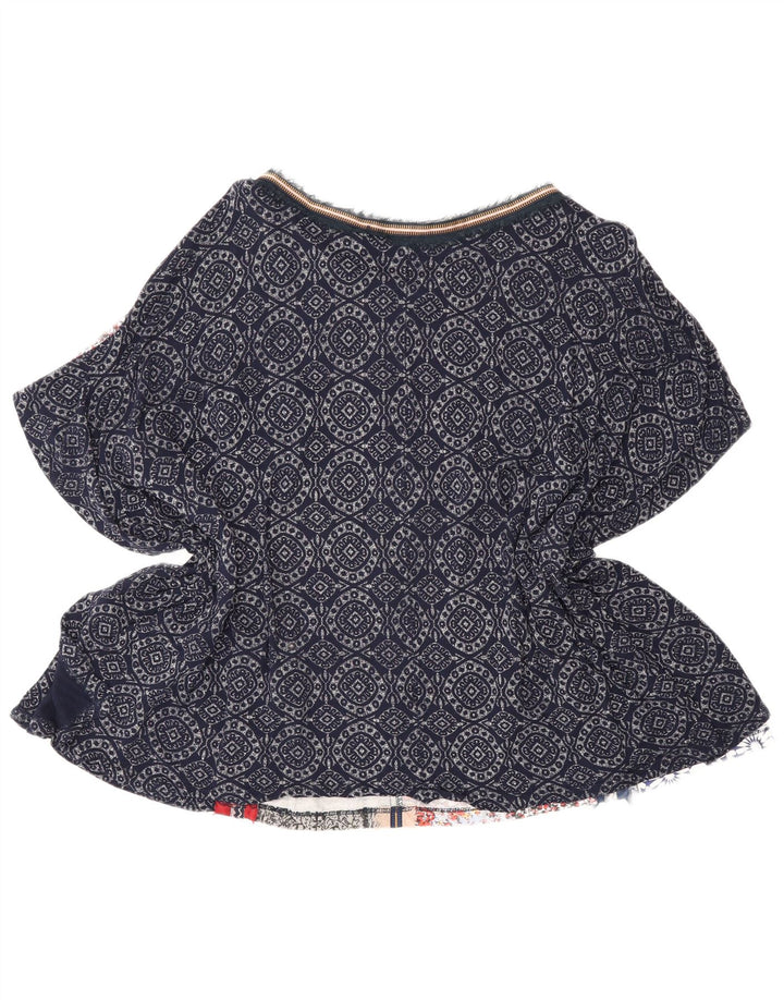 Desigual γυναικεία μπλούζα πόντσο τοπ UK 14 Large Navy Blue Patchwork Bohemian