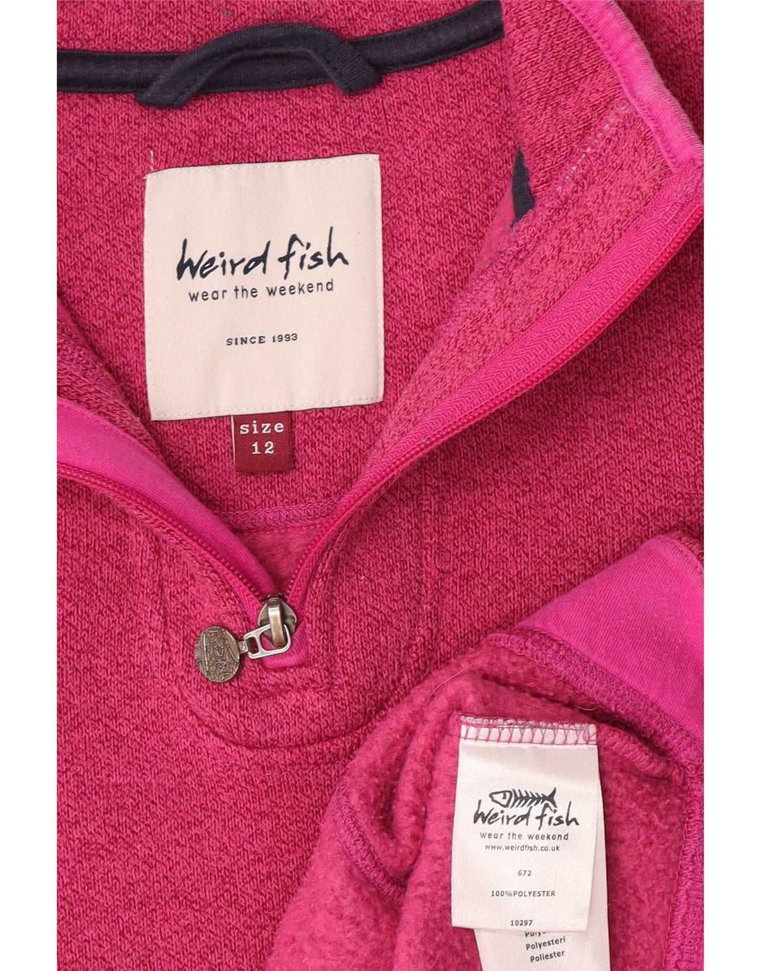 Weird Fish Γυναικεία φούτερ με φερμουάρ Jumper UK 12 Medium Pink Polyester