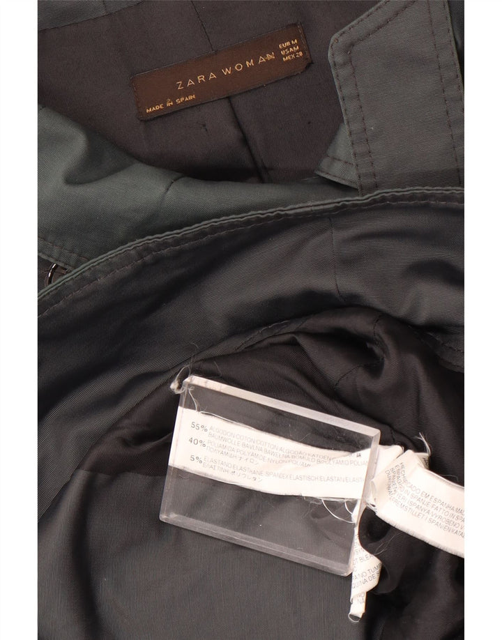 Zara Γυναικεία Κοντή Καμπαρντίνα με διπλό στήθος UK 14 Μεσαίο γκρι βαμβακερό