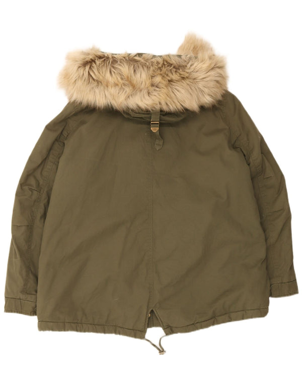 Marks & Spencer Γυναικείο Μπουφάν Sherpa Parka με κουκούλα UK 18 XL Χακί βαμβακερό