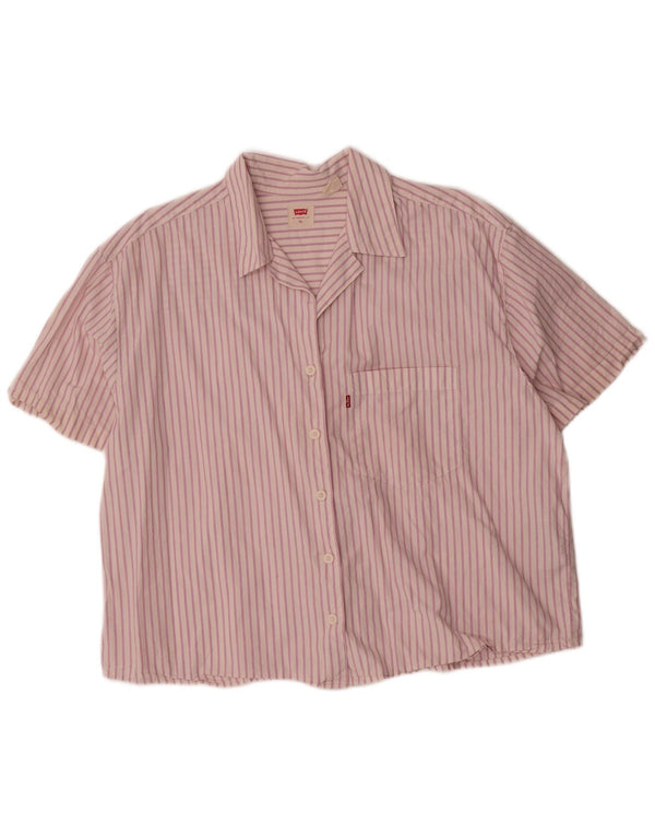 Γυναικείο κοντομάνικο μπλουζάκι Levi's oversized UK 18 XL ροζ βαμβακερό ριγέ