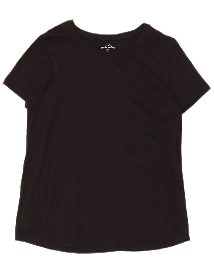 Eddie Bauer Γυναικείο T-Shirt Top UK 14 Large μαύρο βαμβακερό