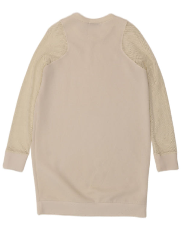 Zara Γυναικεία Φούτερ Jumper Φόρεμα UK 12 Medium Off White