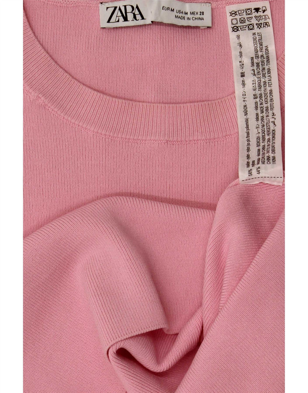 Zara Γυναικείο Crop Top UK 14 Medium Pink Nylon