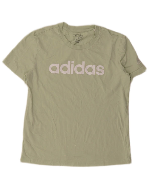 Γυναικείο γραφικό T-shirt Adidas Slim Fit Top UK 12/14 Medium Green