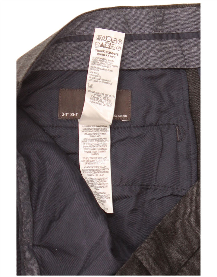 Ανδρικό ίσιο παντελόνι Marks & Spencer Crop ίσιο W34 L25 Γκρι μαλλί