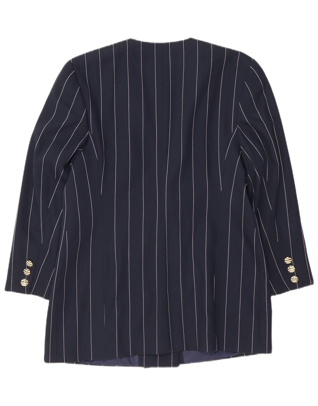VINTAGE Γυναικείο Longline Blazer Jacket IT 42 Medium Navy Blue ριγέ