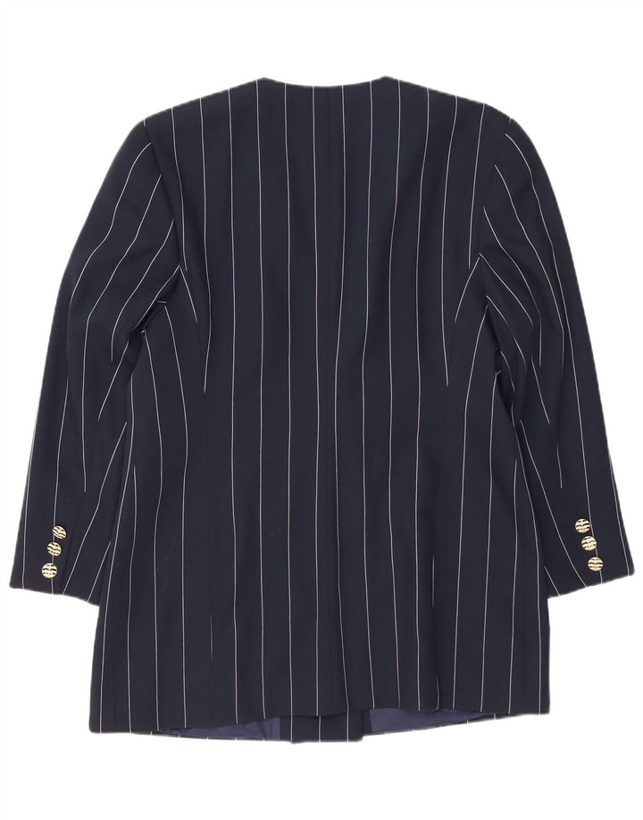 VINTAGE Γυναικείο Longline Blazer Jacket IT 42 Medium Navy Blue ριγέ