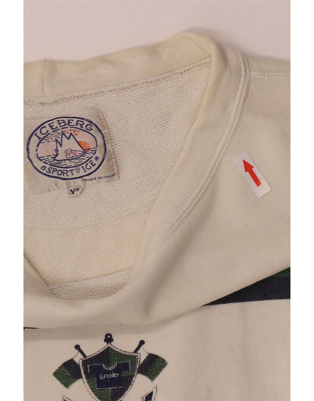 Iceberg γυναικείο υπερμεγέθη γραφικό φούτερ Jumper UK 18 XL Λευκό ριγέ