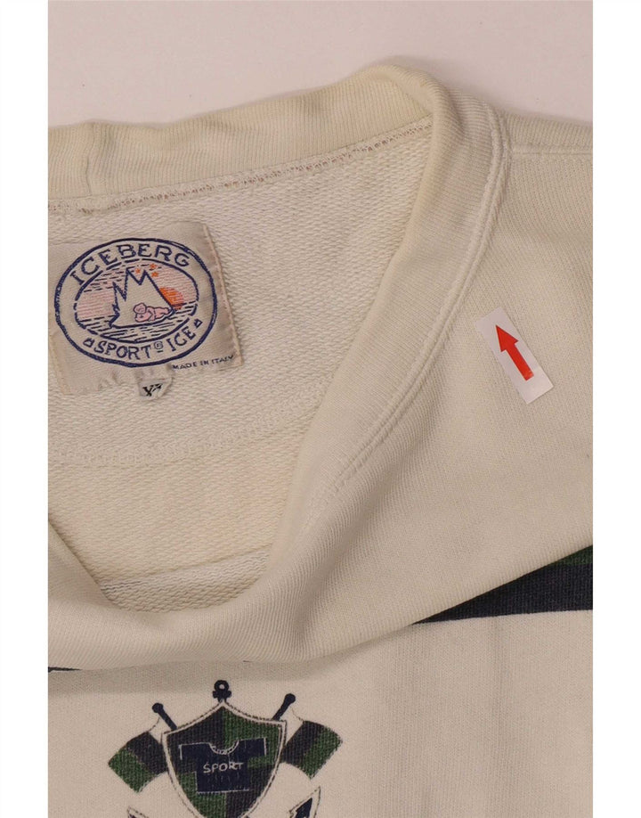 Iceberg γυναικείο υπερμεγέθη γραφικό φούτερ Jumper UK 18 XL Λευκό ριγέ