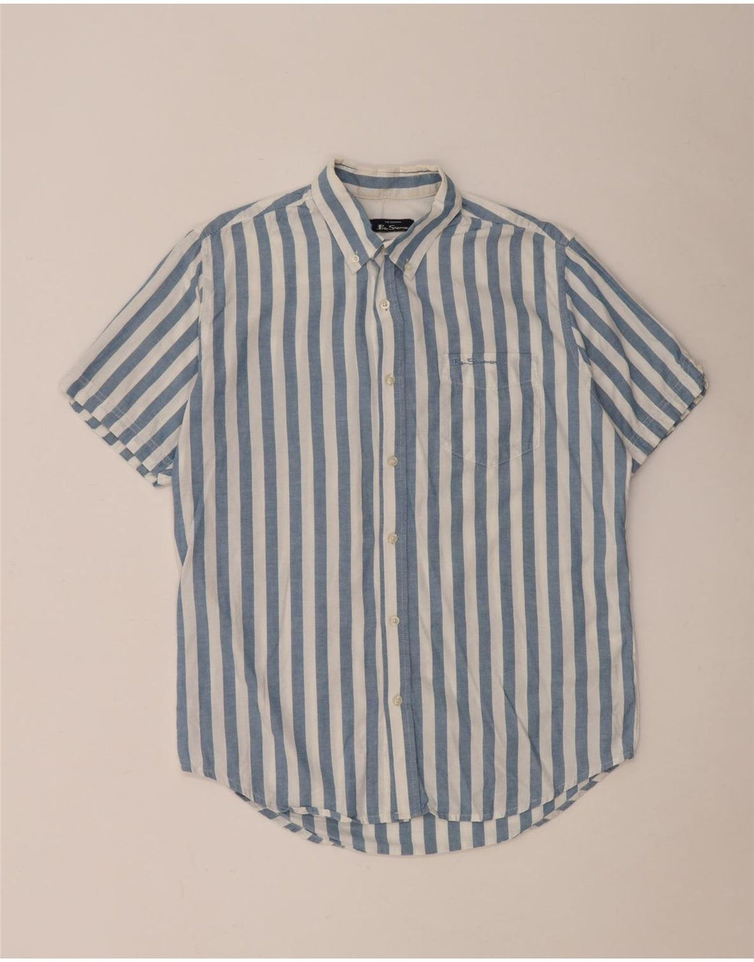 Ανδρικό κοντομάνικο πουκάμισο Ben Sherman Βαμβακερό μεσαίο μπλε ριγέ