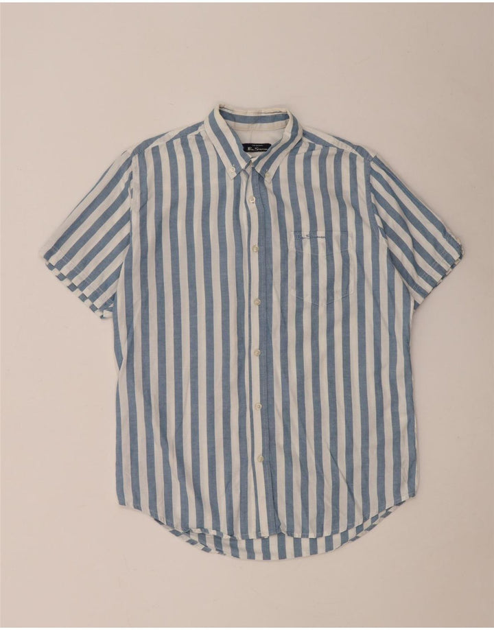Ανδρικό κοντομάνικο πουκάμισο Ben Sherman Βαμβακερό μεσαίο μπλε ριγέ