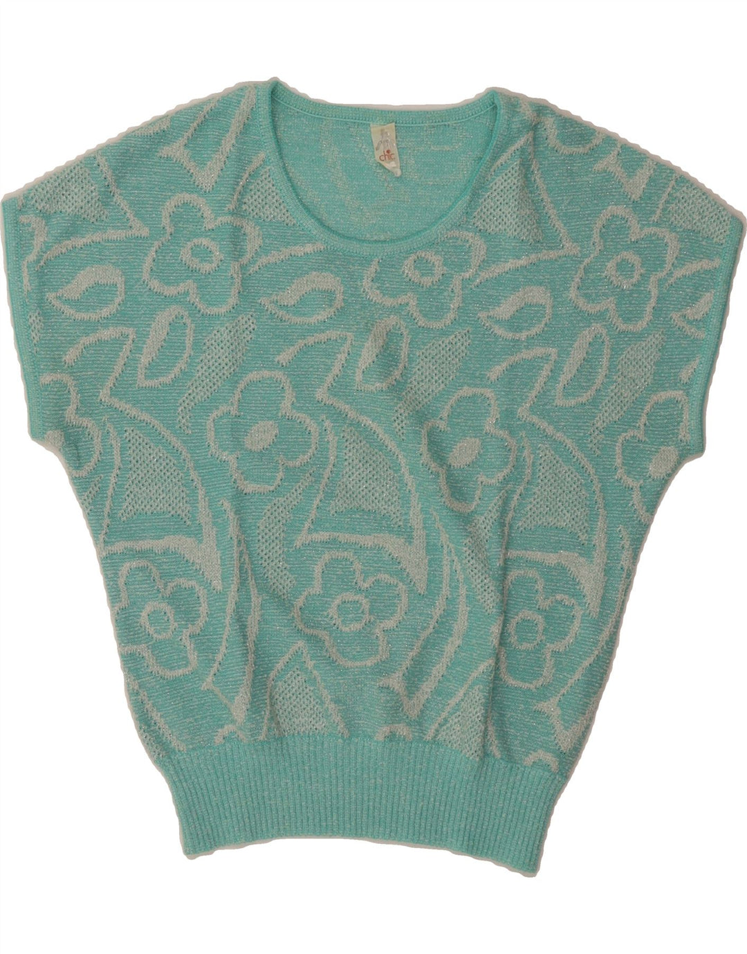 Γυναικείο πουλόβερ με λαιμόκοψη VINTAGE IT 42 Medium Blue Floral