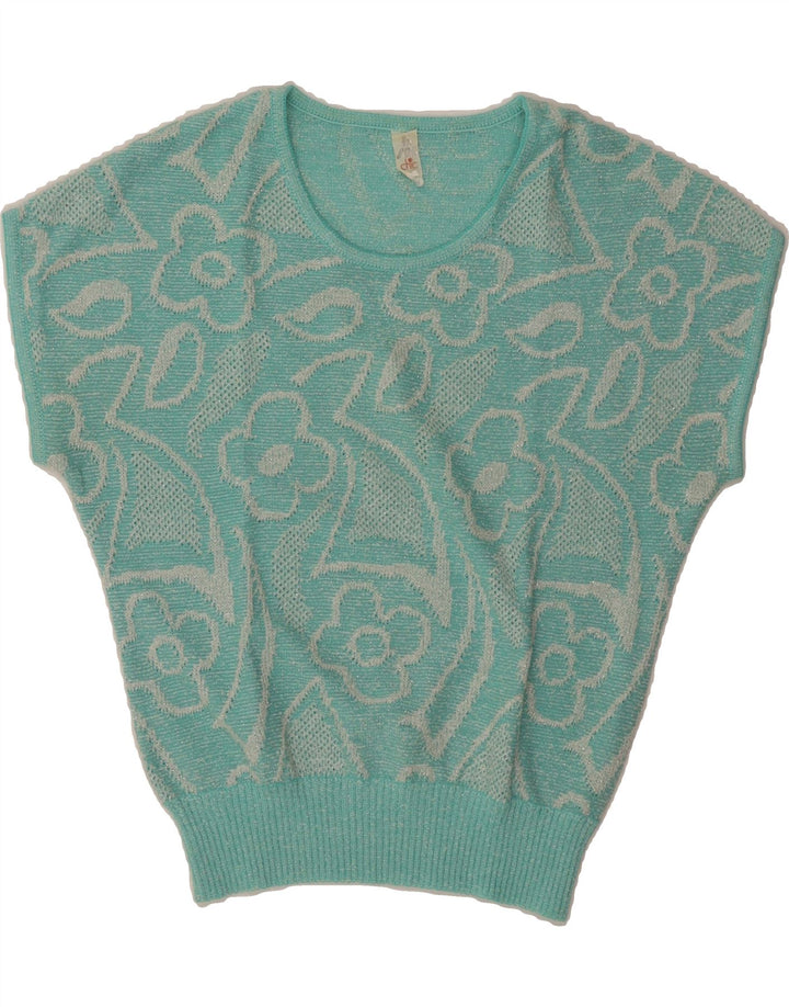 Γυναικείο πουλόβερ με λαιμόκοψη VINTAGE IT 42 Medium Blue Floral