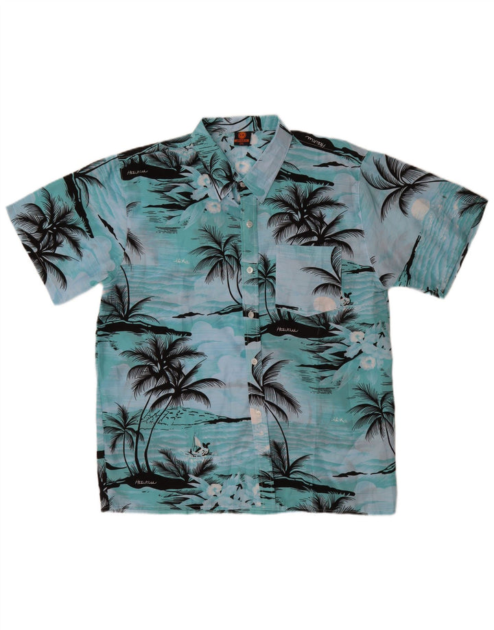 Ανδρικό κοντομάνικο πουκάμισο VINTAGE 2XL Blue Polyester Hawaiian