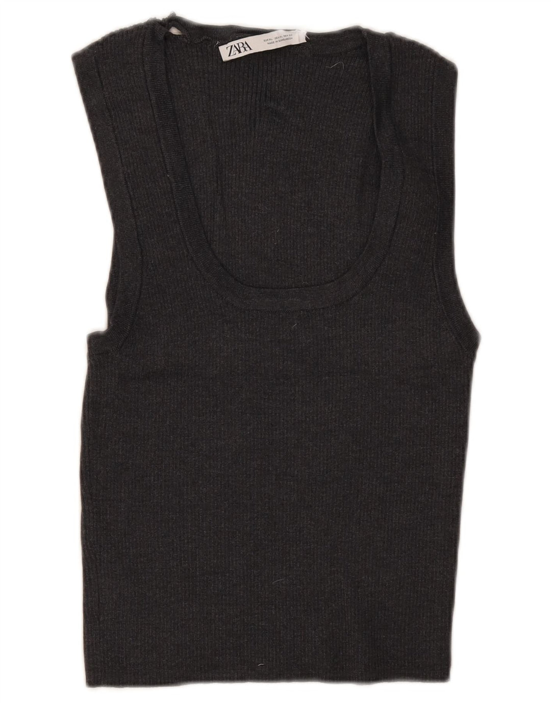 Zara Γυναικείο Αμάνικο Crop Top UK 18 XL Γκρι