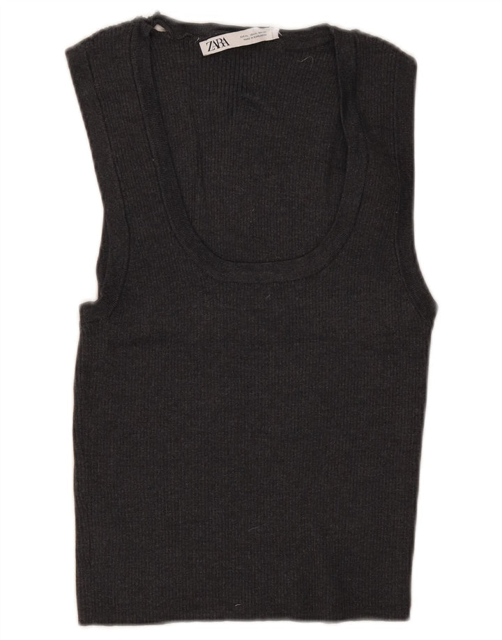 Zara Γυναικείο Αμάνικο Crop Top UK 18 XL Γκρι