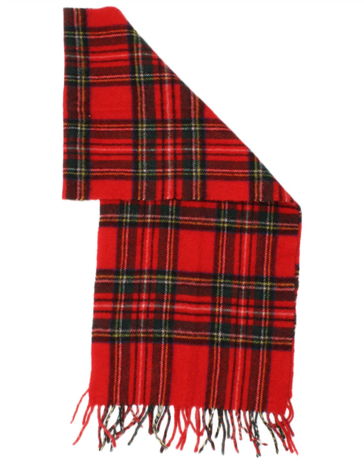Vintage Γυναικείο Ορθογώνιο Φουλάρι One Size L53 Κόκκινο καρό παρθένο μαλλί