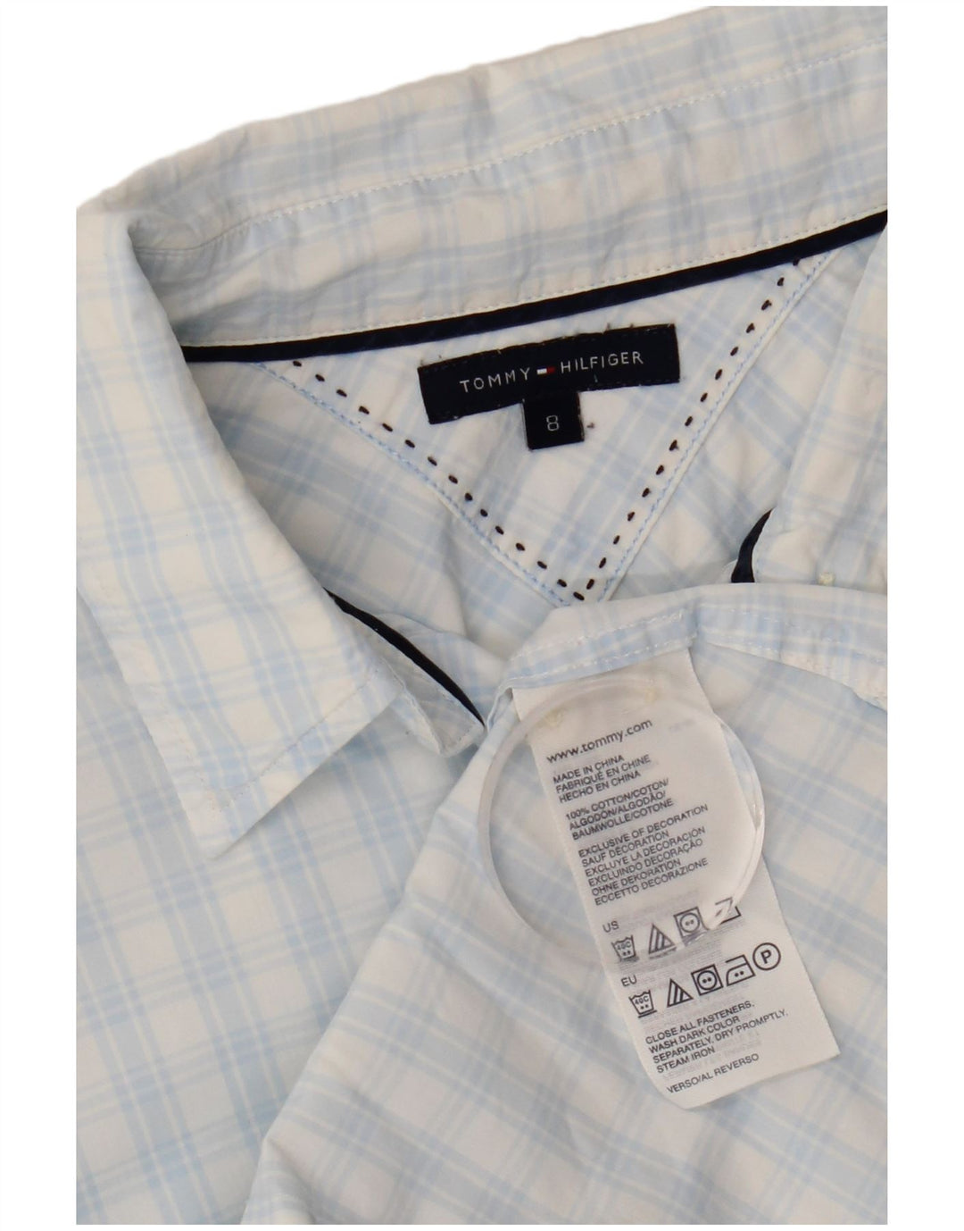 Tommy Hilfiger Γυναικείο Πουκάμισο US 8 Medium Blue Check Cotton