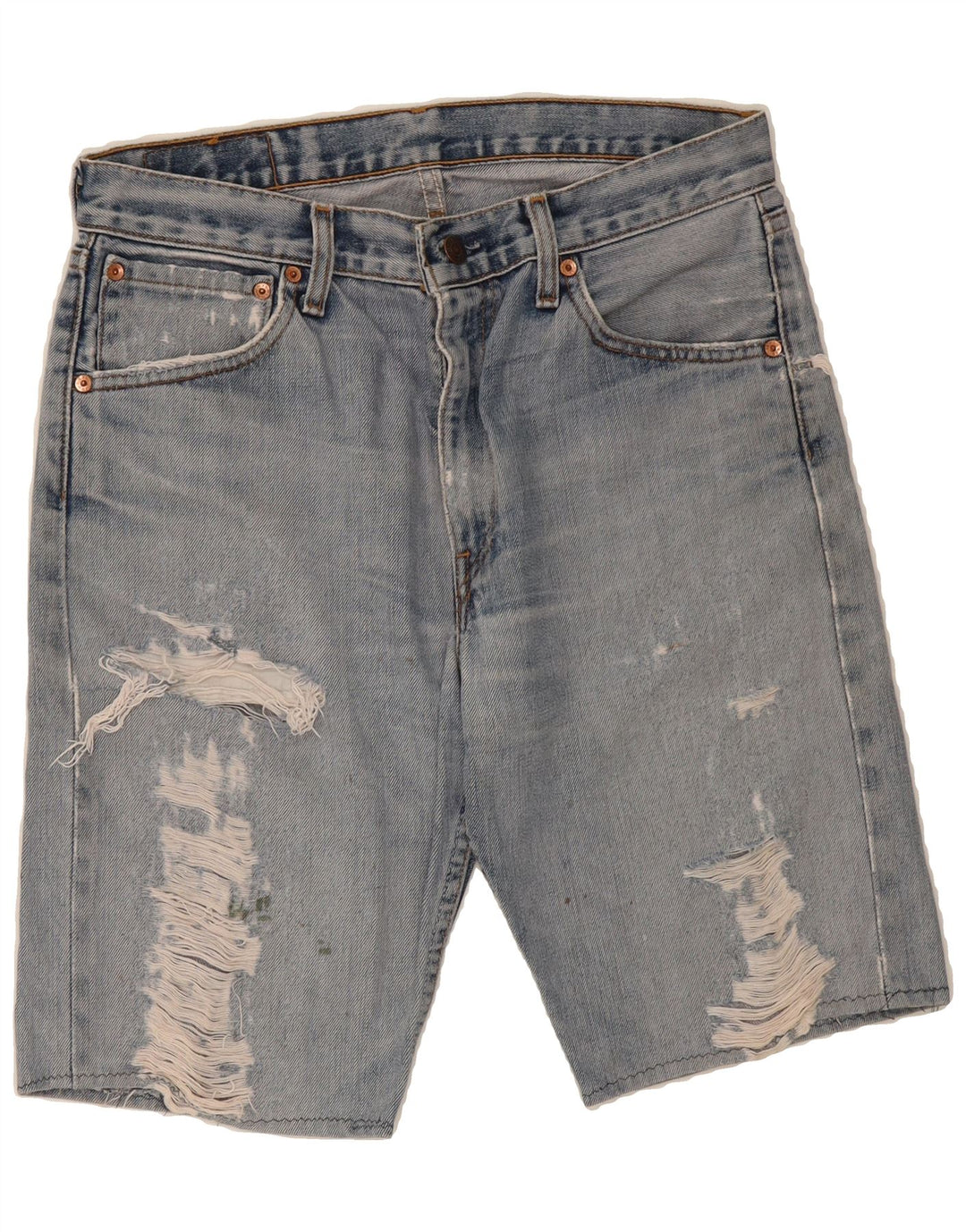 LEVI'S Mens Distressed Denim Shorts W32 Medium Blue Cotton Vintage Levi's and Second-Hand Levi's from Messina Hembry 