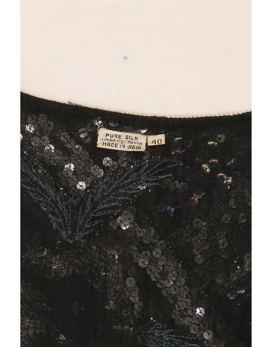 Vintage Γυναικεία Crop Graphic Μπλούζα Top EU 40 Medium Black ριγέ μετάξι