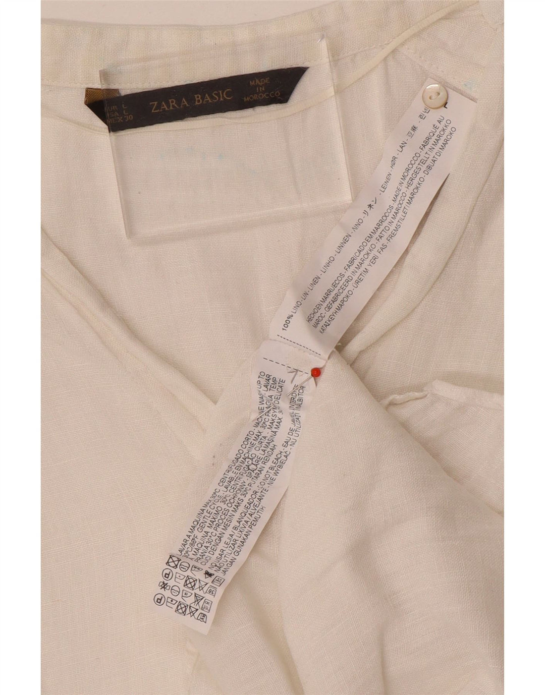 Zara Γυναικείο Πουκάμισο UK 16 Large White Len
