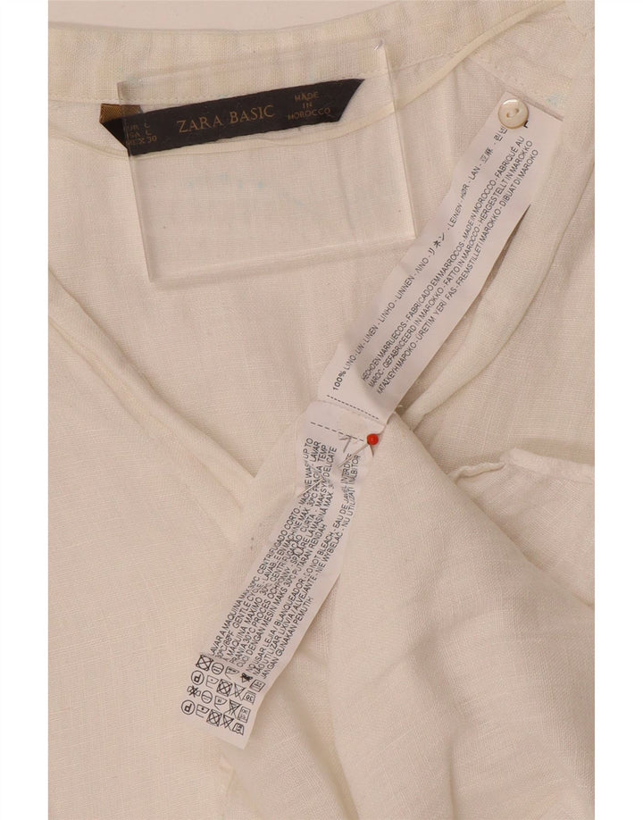 Zara Γυναικείο Πουκάμισο UK 16 Large White Len
