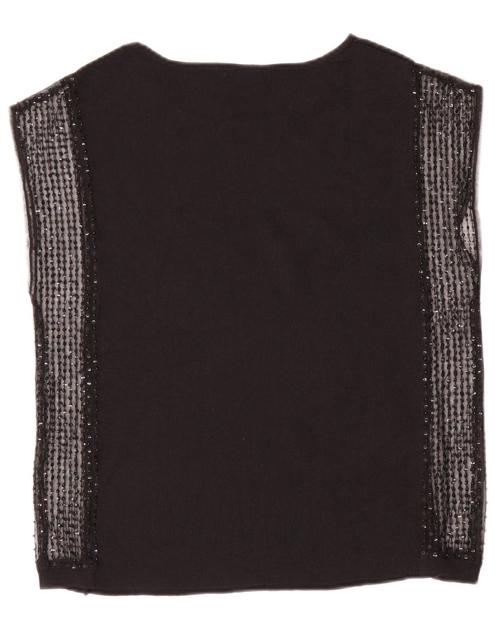 Zara Γυναικεία Αμάνικη Μπλούζα Τοπ UK 12 Medium Black