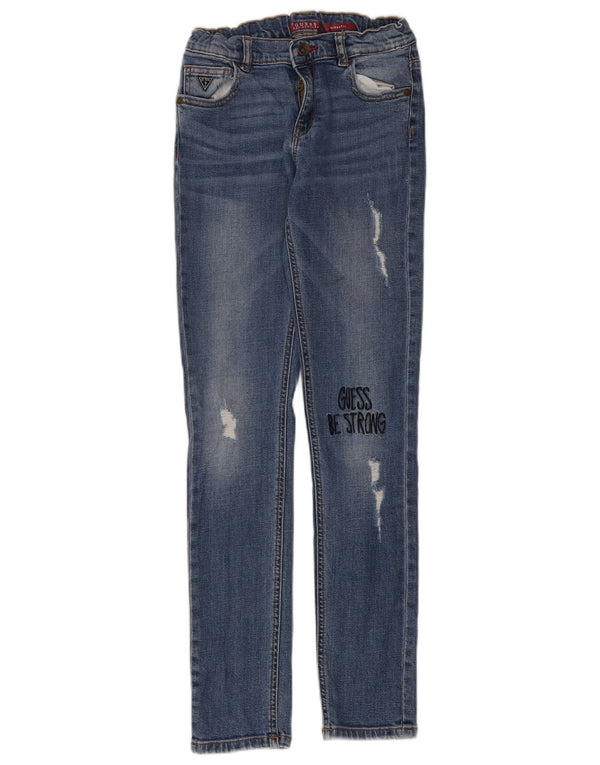 Guess Girls Distressed Skinny Jeans 11-12 ετών W26 L30 Blue Designer
