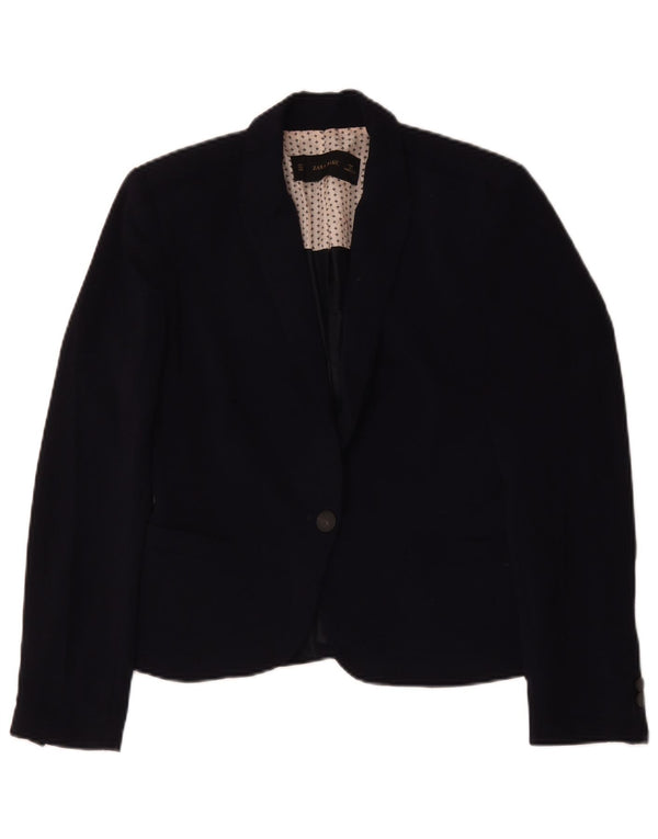 Zara Γυναικείο μπλέιζερ 1 κουμπιού μπουφάν UK 14 Medium Navy Blue