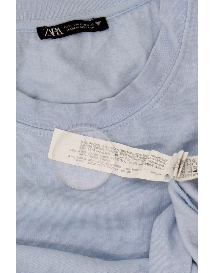 Zara Γυναικεία φούτερ Crop Jumper UK 16 Large Blue Polyester