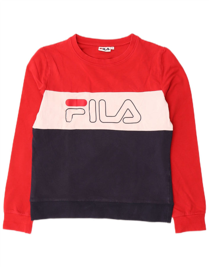 Γυναικείο γραφικό φούτερ Fila Jumper UK 10 Small Red Colourblock