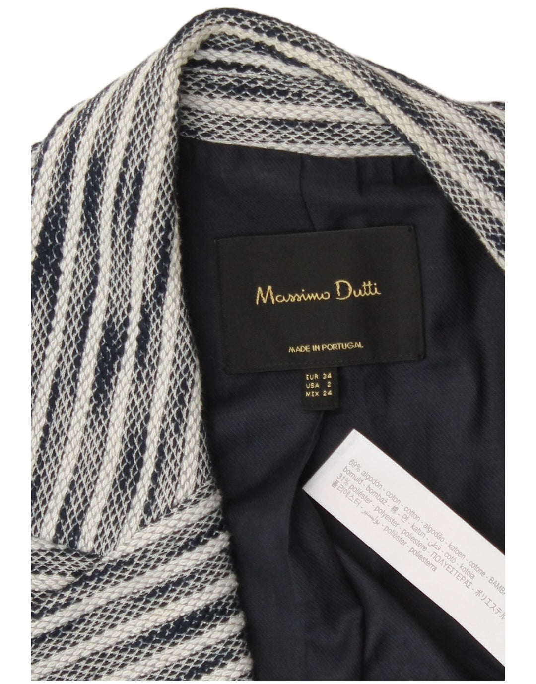 Massimo Dutti Γυναικείο μπουφάν μπλέιζερ EU 34 2XS Navy Blue Flecked Cotton