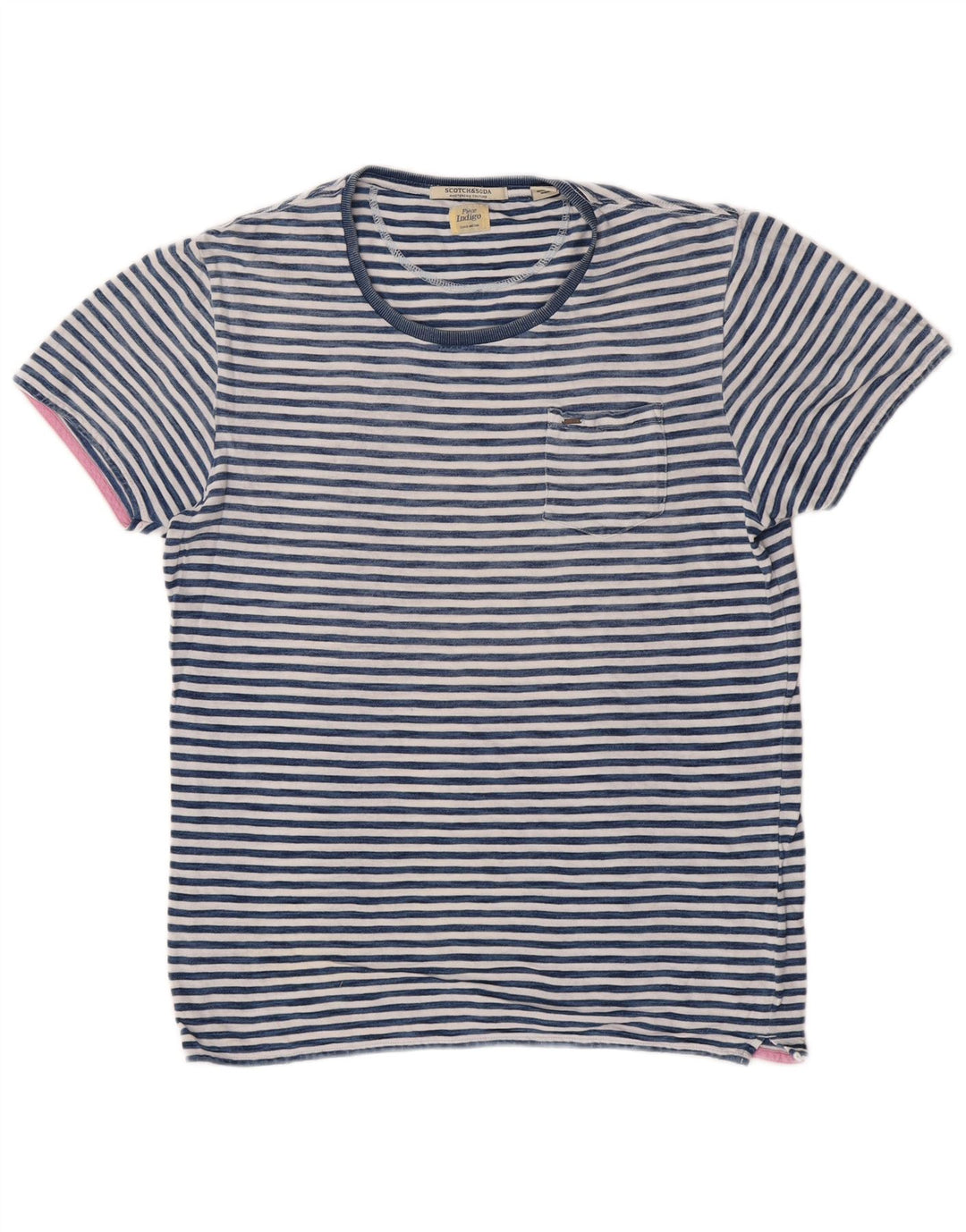 Ανδρικό T-Shirt Scotch & Soda Top μεσαίο μπλε ριγέ βαμβακερό Classic