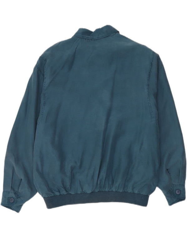 Vintage Ανδρικό Loose Fit Bomber Jacket IT 48 Medium Blue Silk