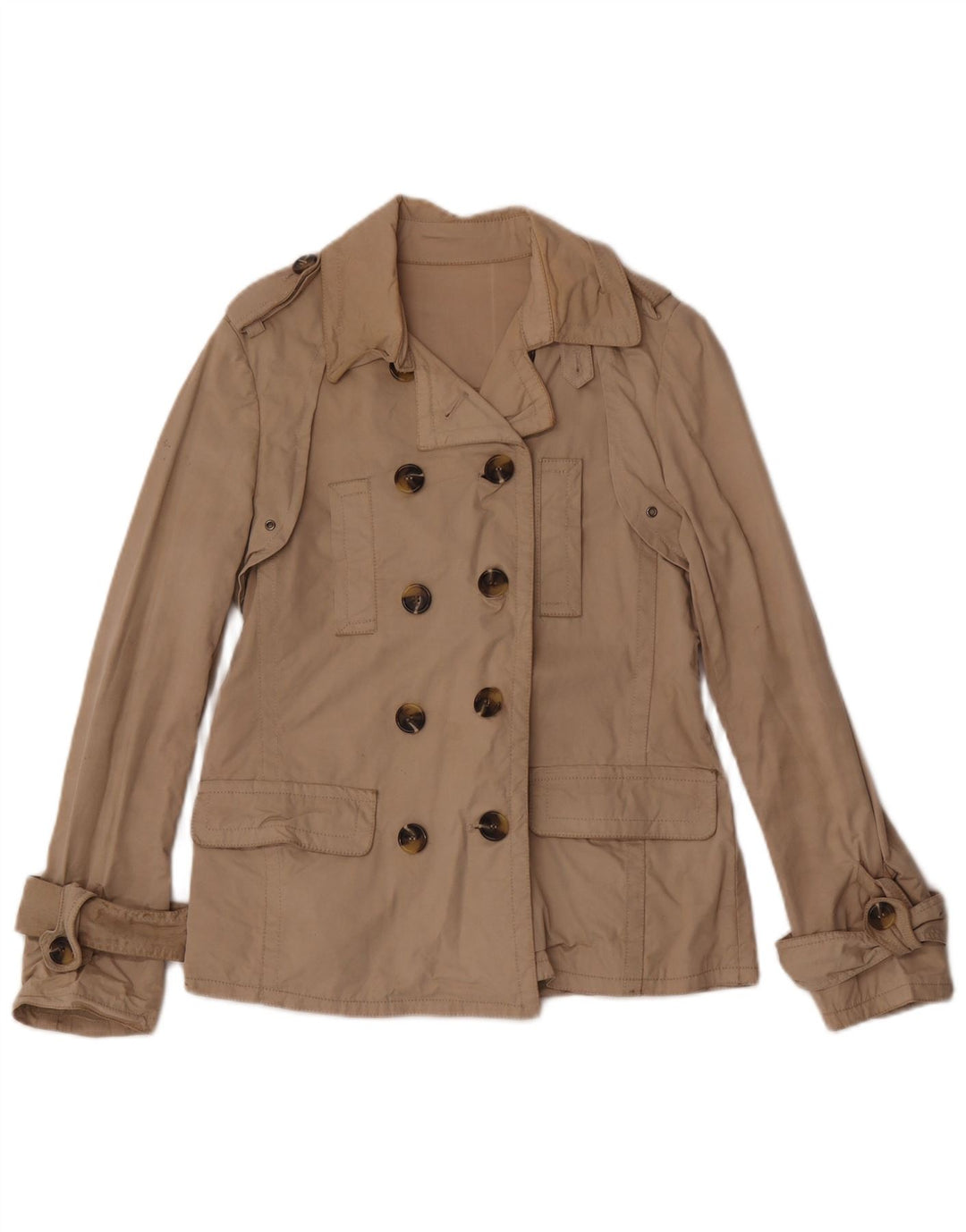 Massimo Dutti Γυναικεία κοντή καμπαρντίνα με διπλό στήθος UK 14 Medium Beige