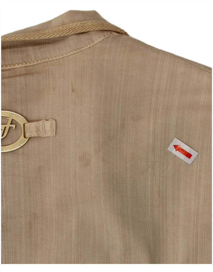 Trussardi γυναικείο σακάκι 2 κουμπιών IT 46 μεγάλο μπεζ βαμβακερό
