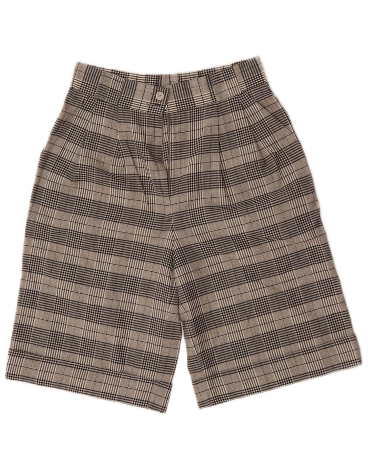 Vintage γυναικείο ψηλόμεσο σορτς chino EU 38 Medium W28 Grey Check