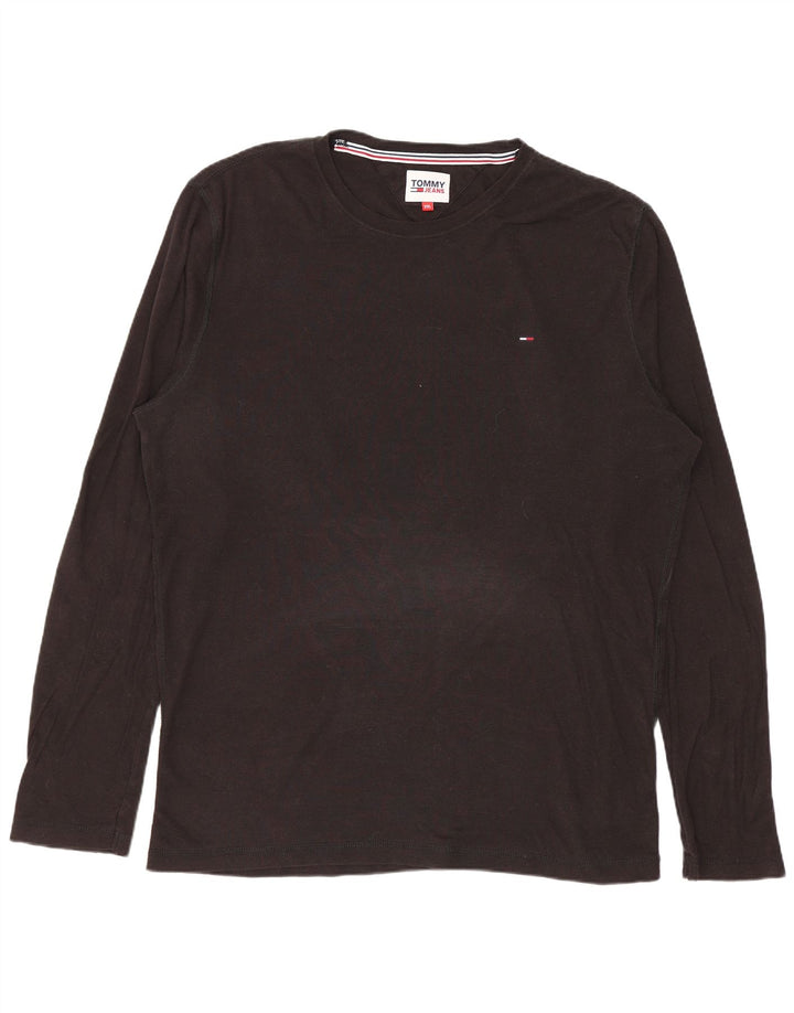 TOMMY HILFIGER Ανδρικό μπλουζάκι μακρυμάνικο 2XL μαύρο βαμβακερό