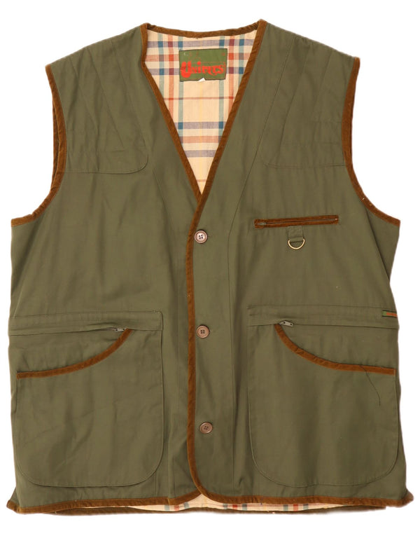 Univers Mens Utility Gilet UK 44 2XL Green Cotton Classic