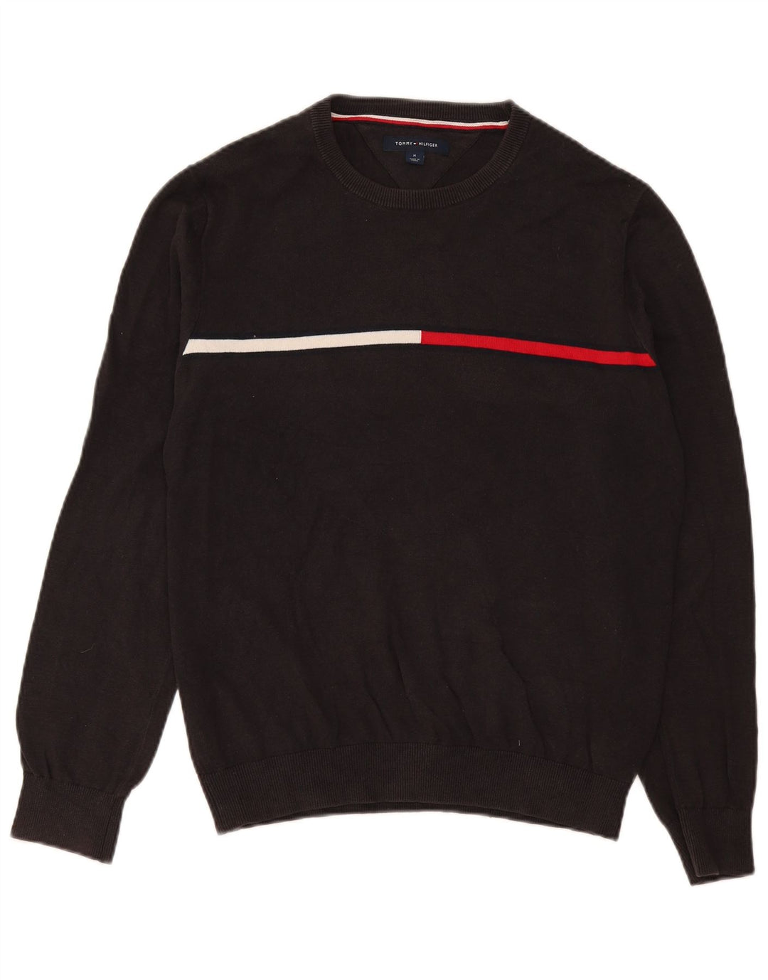 Tommy Hilfiger Ανδρικό πουλόβερ με λαιμόκοψη μεσαίου γκρι βαμβακερό
