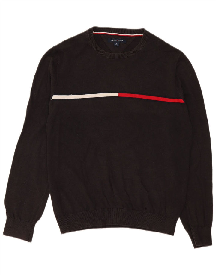 Tommy Hilfiger Ανδρικό πουλόβερ με λαιμόκοψη μεσαίου γκρι βαμβακερό