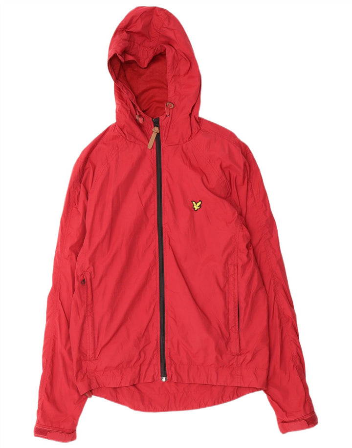Lyle & Scott Ανδρικό vintage μπουφάν βροχής με κουκούλα UK 38 μεσαίο κόκκινο πολυαμίδιο
