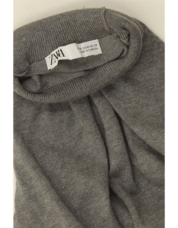 Zara γυναικείο πουλόβερ 3/4 με ρολό λαιμόκοψη UK 12 μεσαίο γκρι