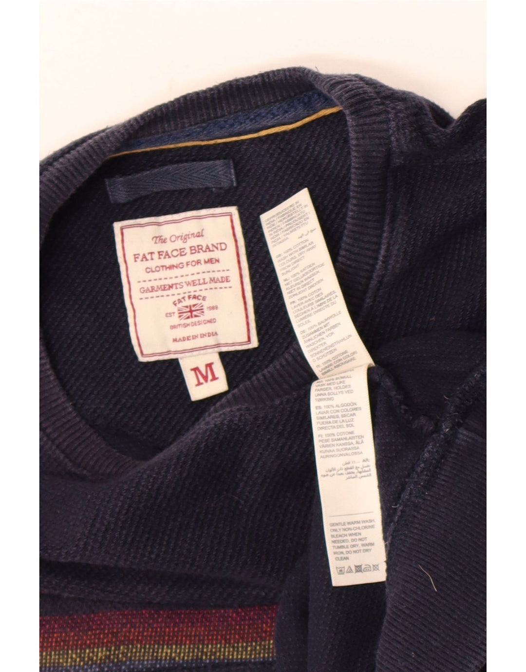 Ανδρικό φούτερ Fat Face Jumper Medium Navy Blue ριγέ βαμβακερό