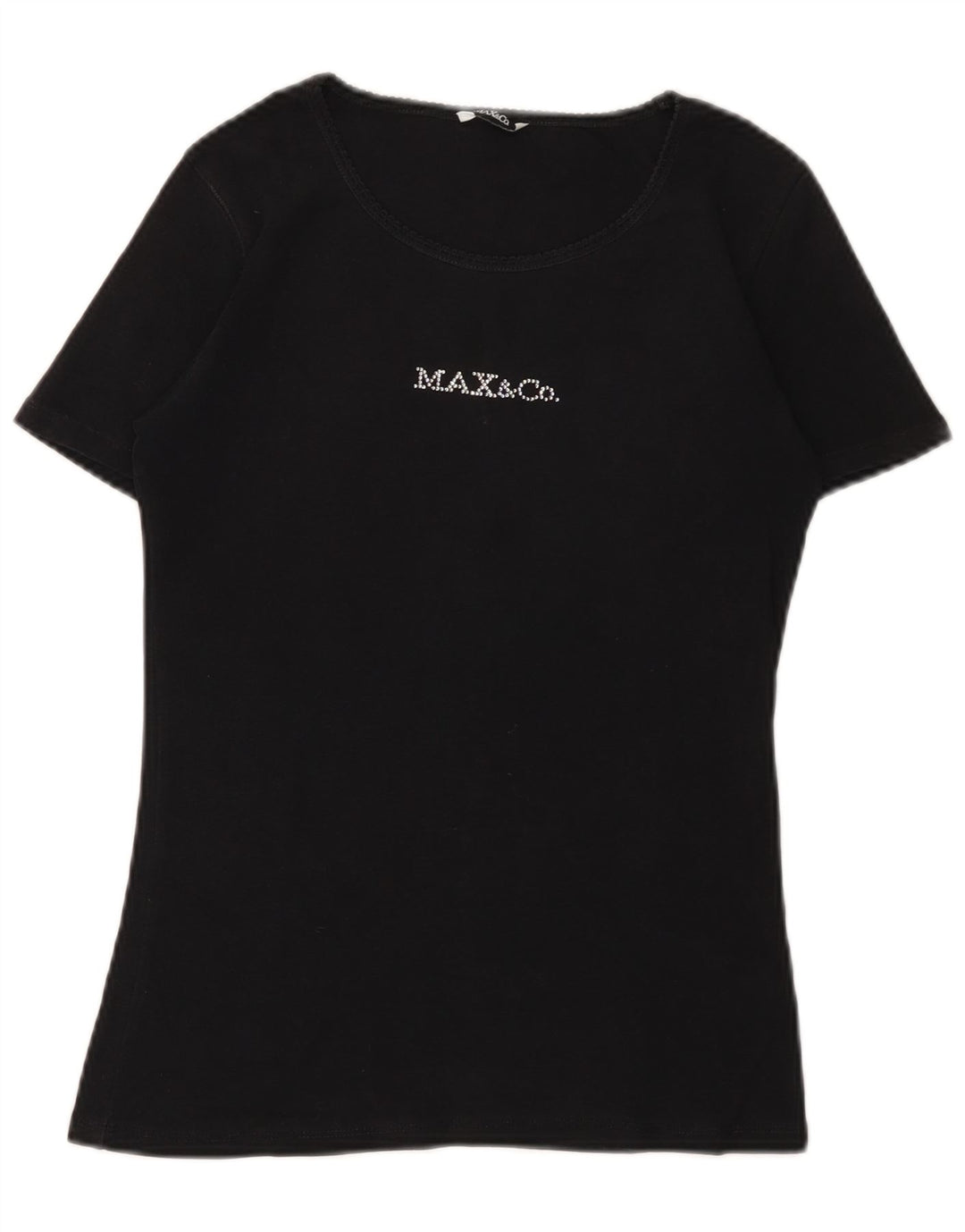 MAX & CO. Γυναικείο γραφικό T-Shirt Top UK 12 μεσαίο μαύρο βαμβακερό