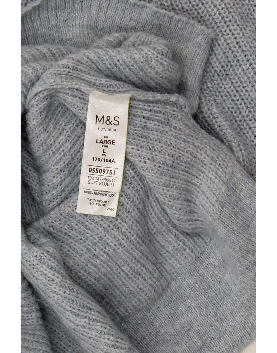 Marks & Spencer Γυναικείο πουλόβερ με λαιμόκαυστο UK 16 μεγάλο μπλε πολυαμίδιο
