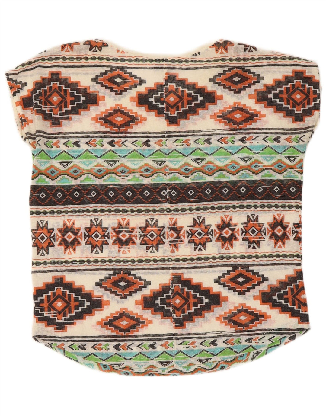 Zara Γυναικείο T-Shirt Top UK 14 Medium Πολύχρωμος Γεωμετρικός Πολυεστέρας