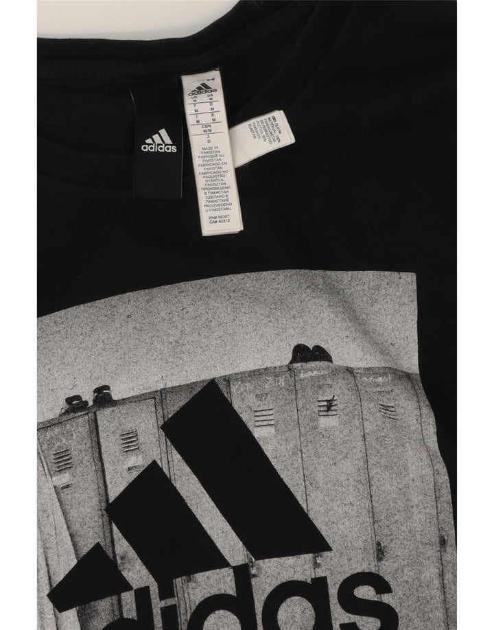 Ανδρικό γραφικό T-Shirt Adidas Top Μεσαίο μαύρο βαμβακερό